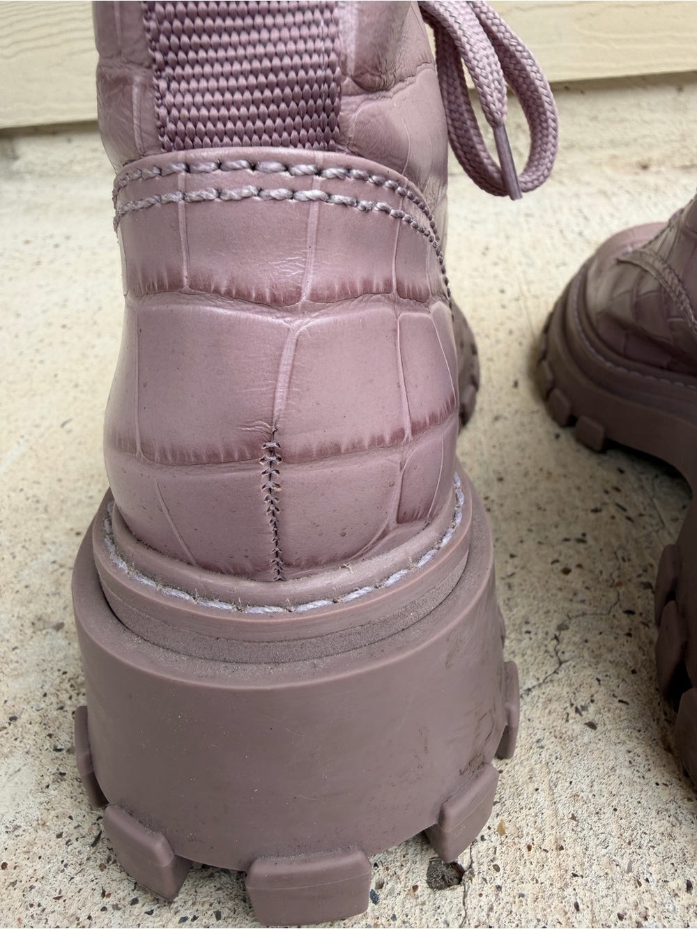 Schutz Orly Purple Croc Combat Boots Lug Sole Leather Womens 7.5 NWOB - Picture 7 of 16